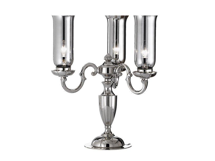 Polished nickel table lamp with platinum glass | Oscar 180/l3 by Possoni Illuminazione