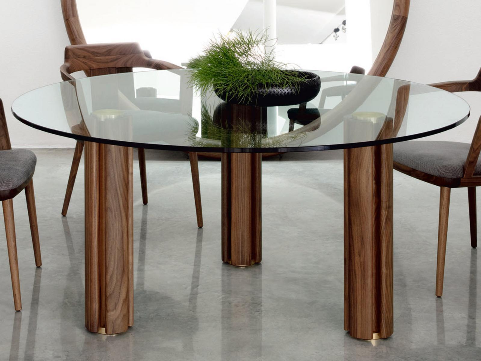 Round crystal dining table and crystal top | Quadrifoglio 3 by Porada