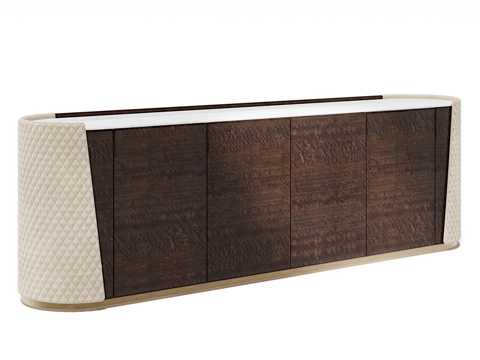 Wooden and leather sideboard with doors and drawers | Majestic by Capital Collection