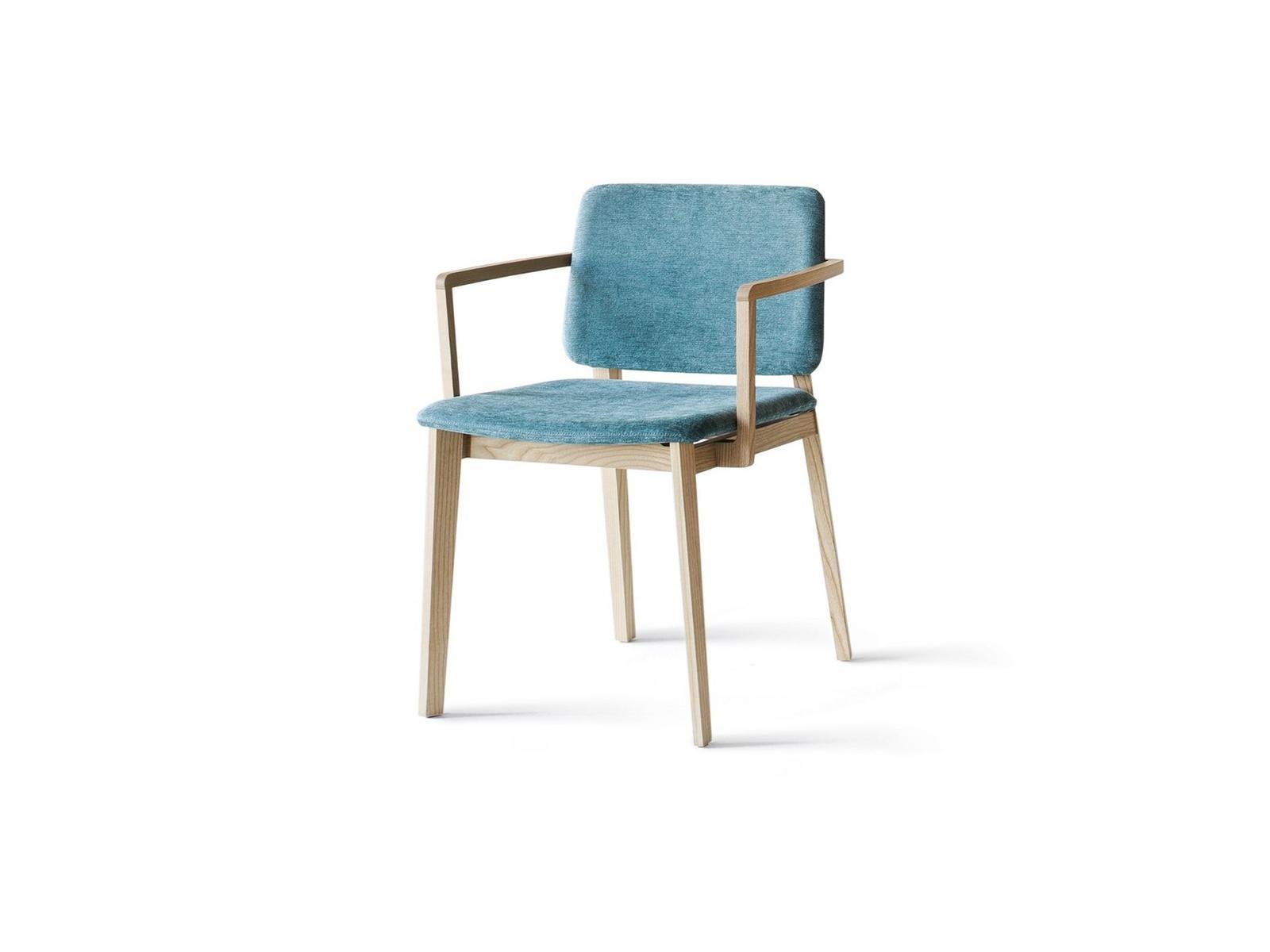 Upholstered fabric chair with armrests | Hati by Lema