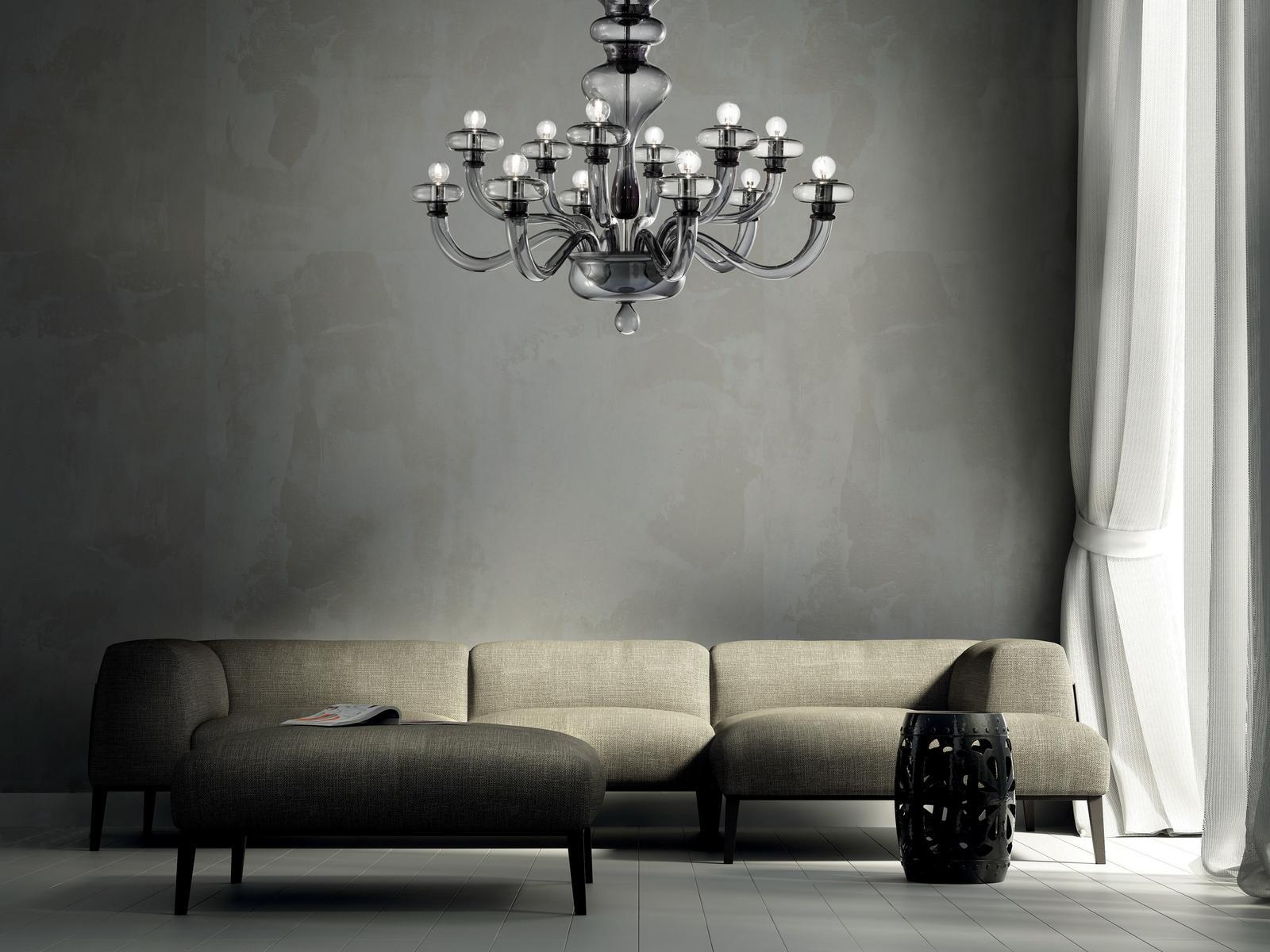 LED blown glass chandelier | Boheme L12 by Leucos
