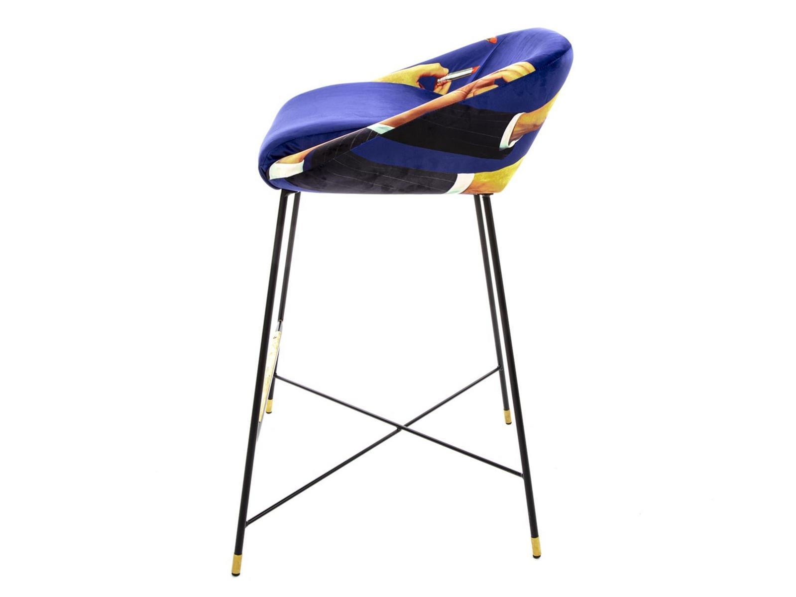 High fabric stool with back | Lipsticks by Seletti