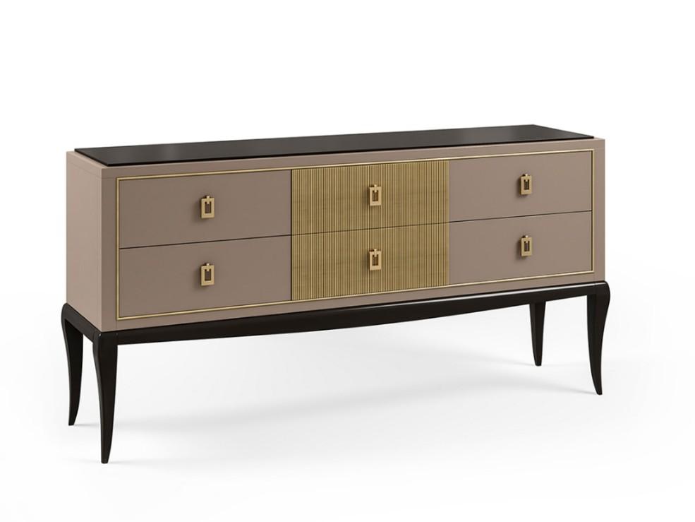 Chest of drawers in wood with decoration on the drawers | Pr.110 by Stella del Mobile