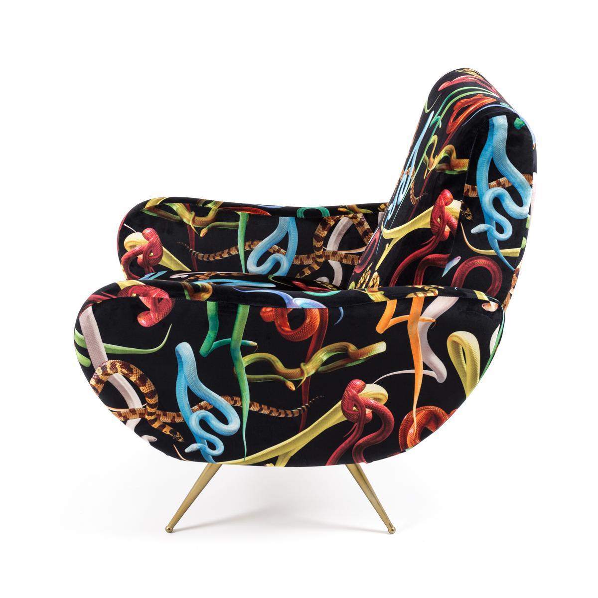 Fabric armchair with armrests | Snakes by Seletti