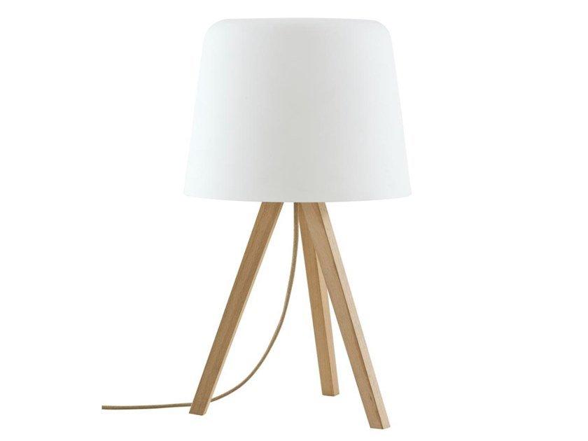 Wood and glass table lamp | Meduse by Ligne Roset