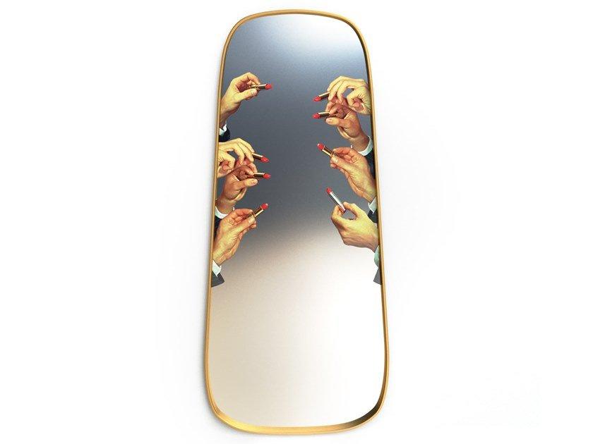 Framed wall-mounted mirror | Lipsticks by Seletti