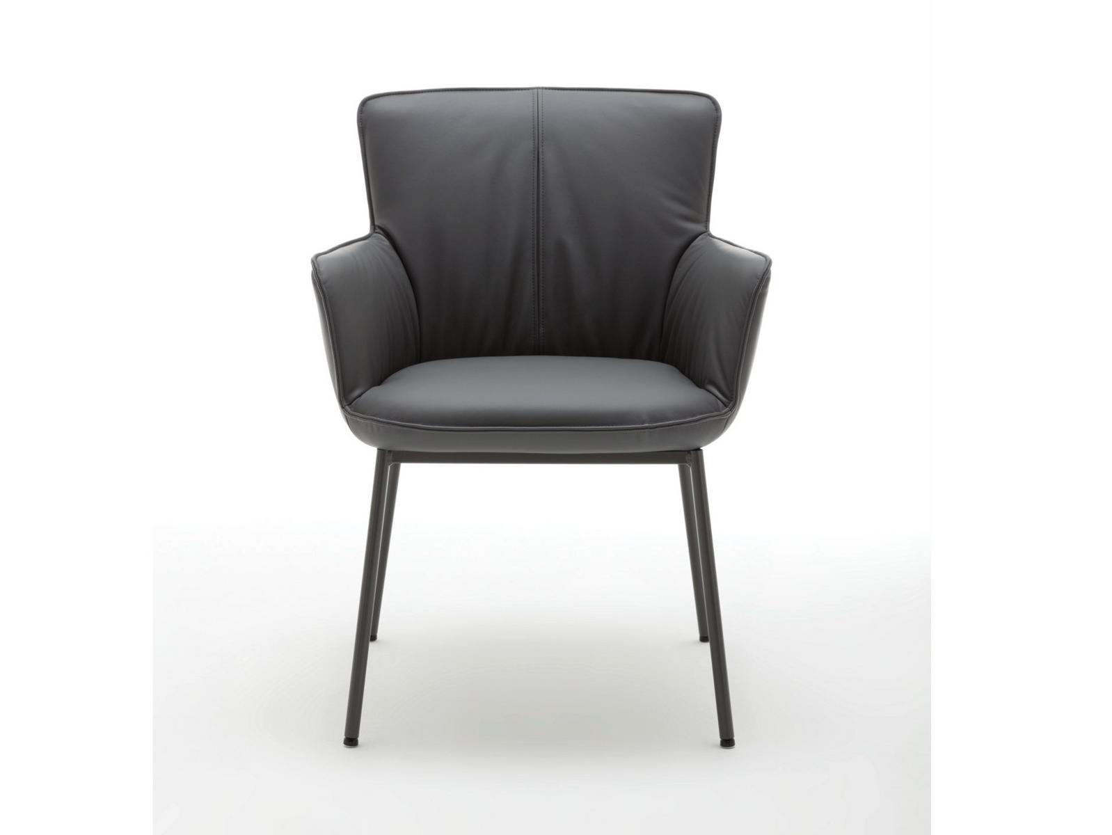 Upholstered leather chair with armrests | 655 by Rolf Benz
