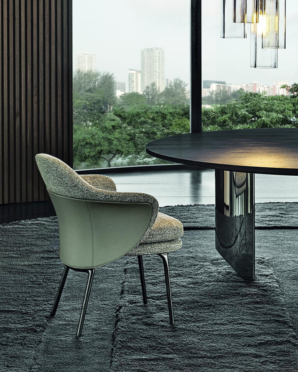 Fabric easy chair with armrests | Angie by Minotti