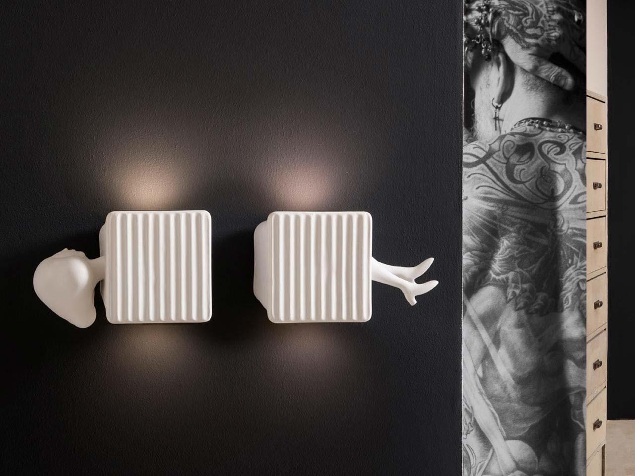 LED direct-indirect light ceramic wall light | Binarell by Karman