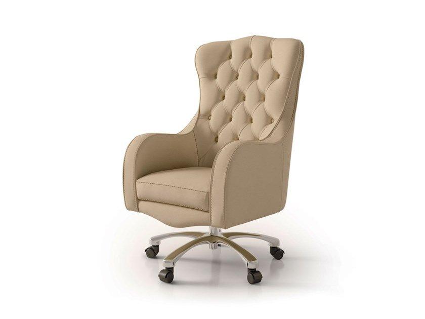 Height-adjustable leather executive chair with 5-spoke base | 5143 by Carpanese home