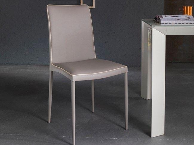 Upholstered leather chair | Marta by Riflessi