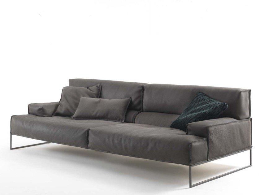 Upholstered 4 seater leather sofa | Cloud by Frigerio