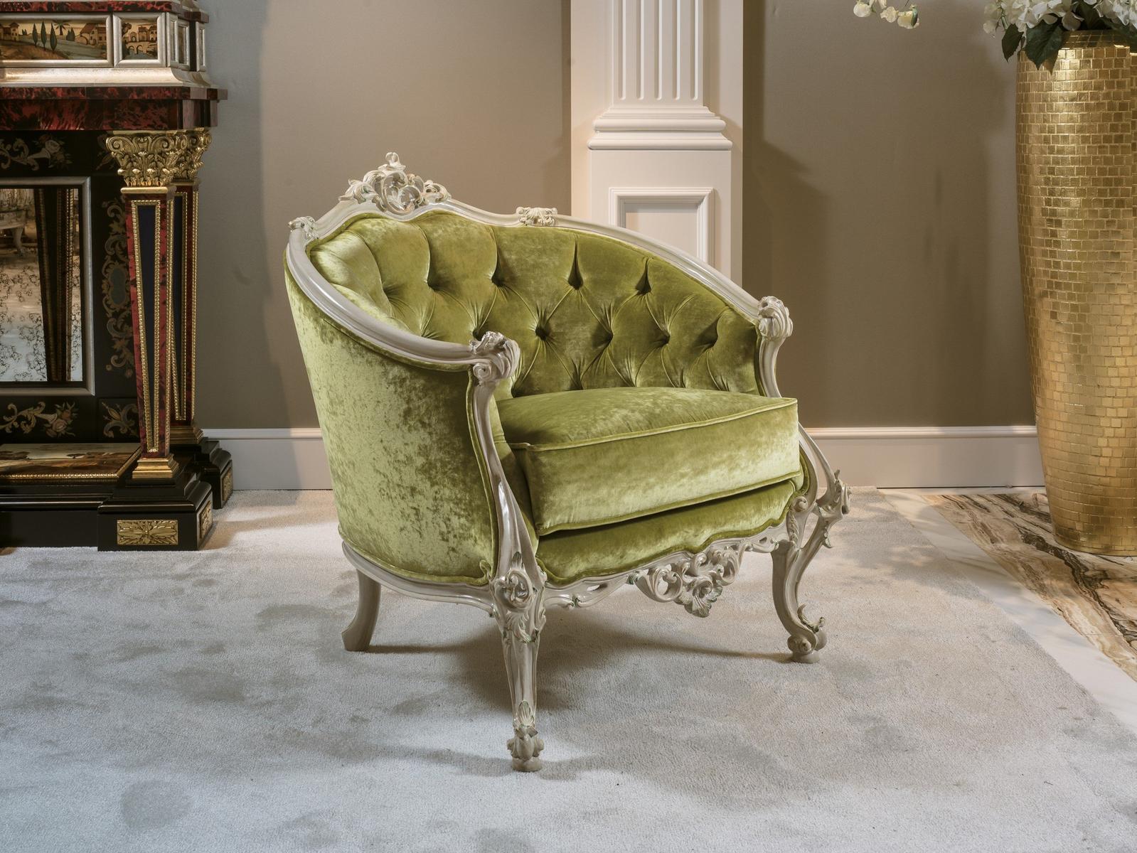 Tufted velvet armchair with armrests | 3699 by Ezio Bellotti