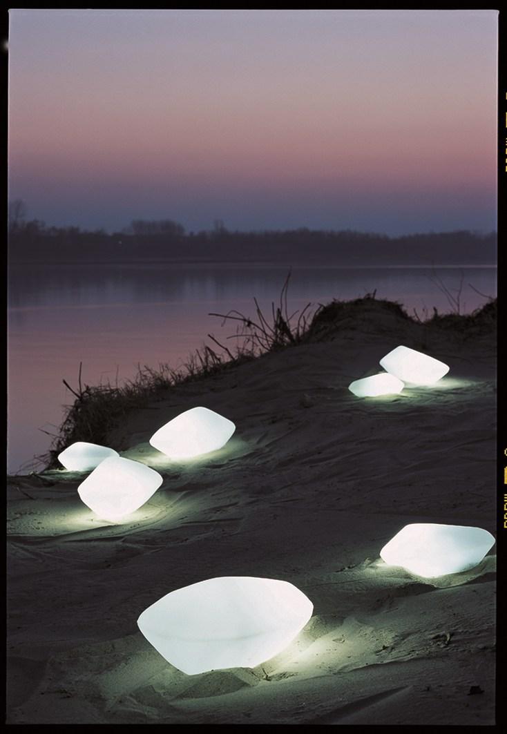 Blown glass table lamp | Stone Of Glass - 202/203/204 by Oluce