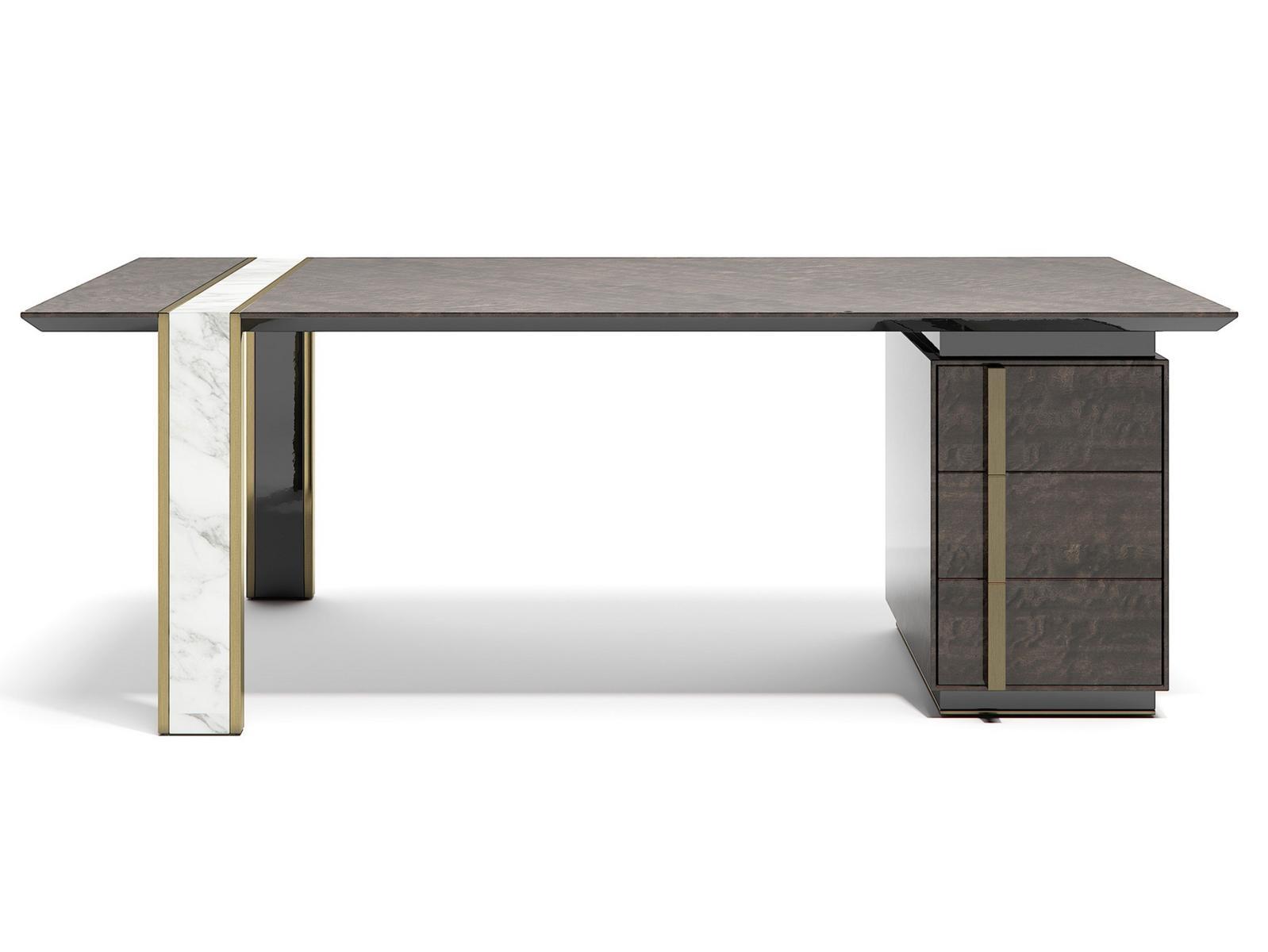 Rectangular wooden writing desk with drawers | Lincoln L by Capital Collection