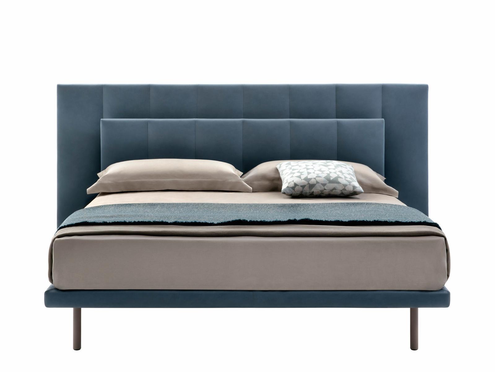 Fabric or leather double bed with upholstered headboard | Grangala by Zanotta