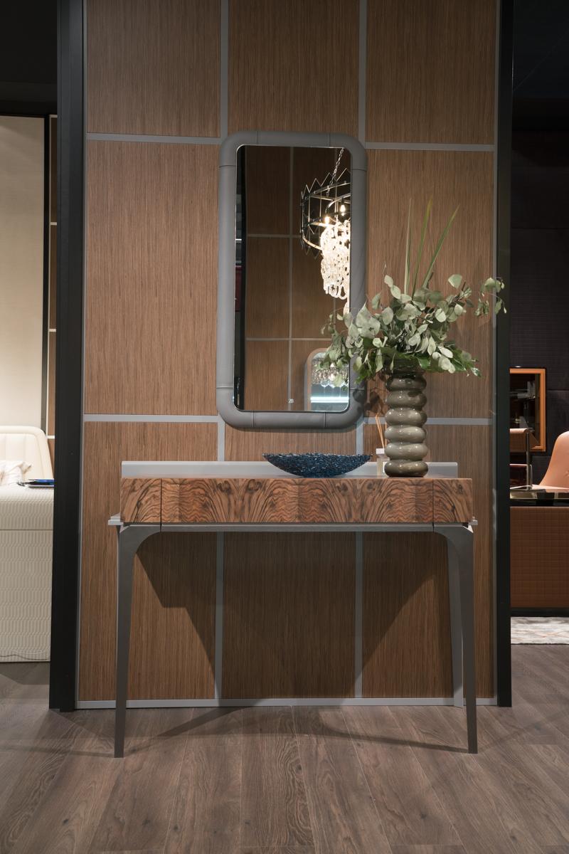 Rectangular walnut console table with drawer | Wanda by Bruno Zampa