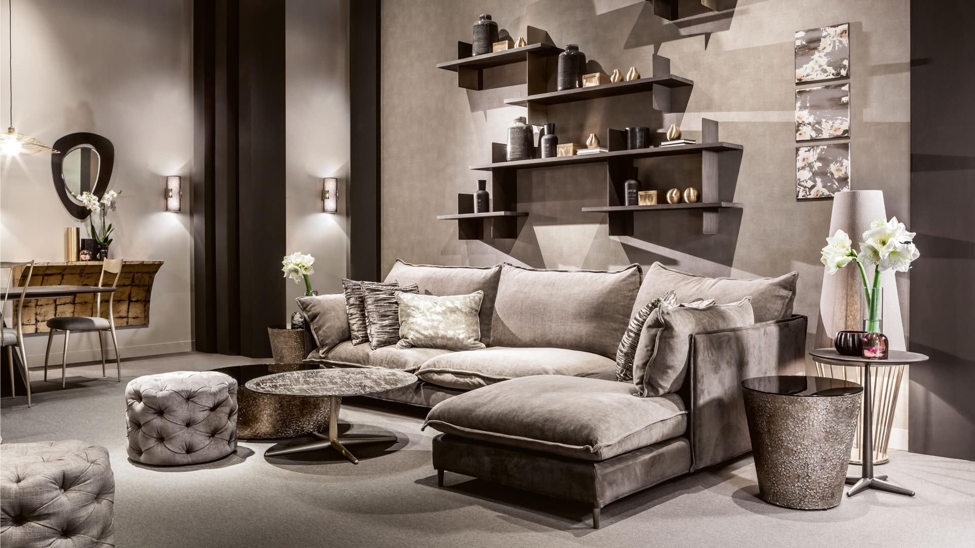 Tufted round velvet pouf | George by Cantori