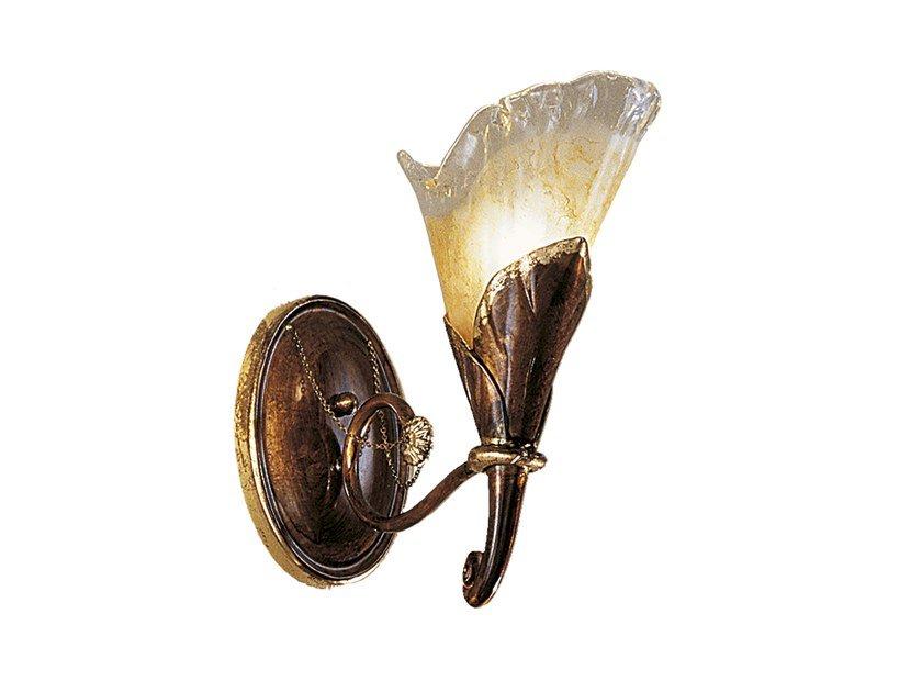 Rust/gold leaf wall light with amber glass | Creamy 315/a1 by Possoni Illuminazione