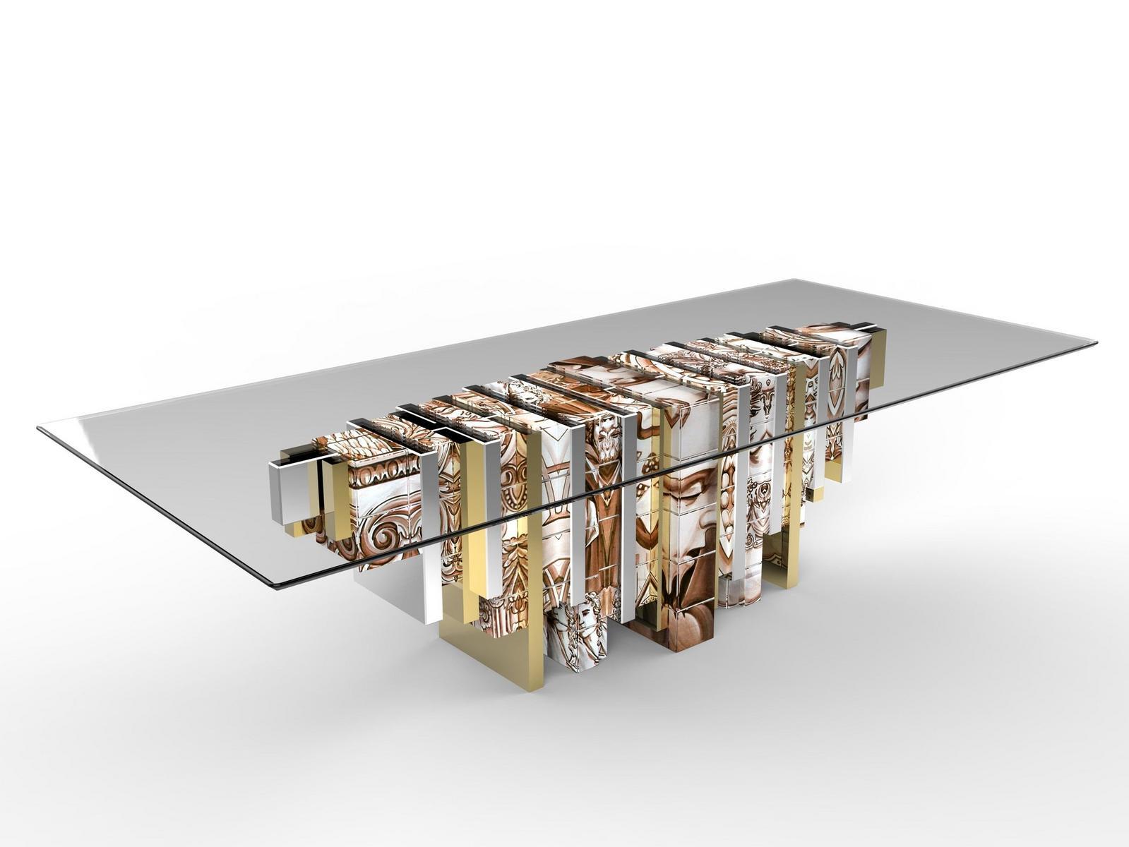 Rectangular tempered glass dining table | Heritage by Boca Do Lobo