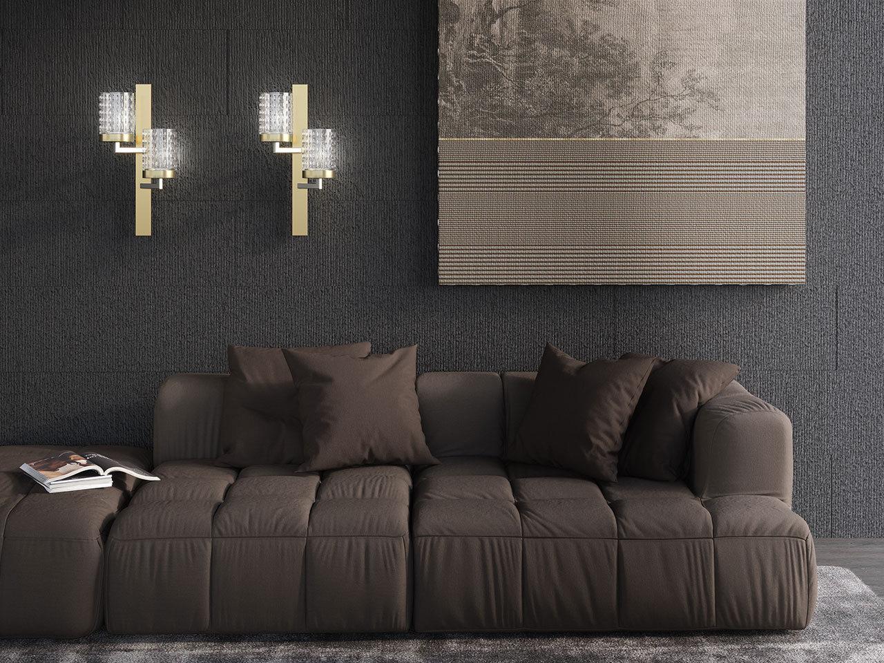 LED crystal wall lamp with metal frame | Quarzo 725 by Italamp