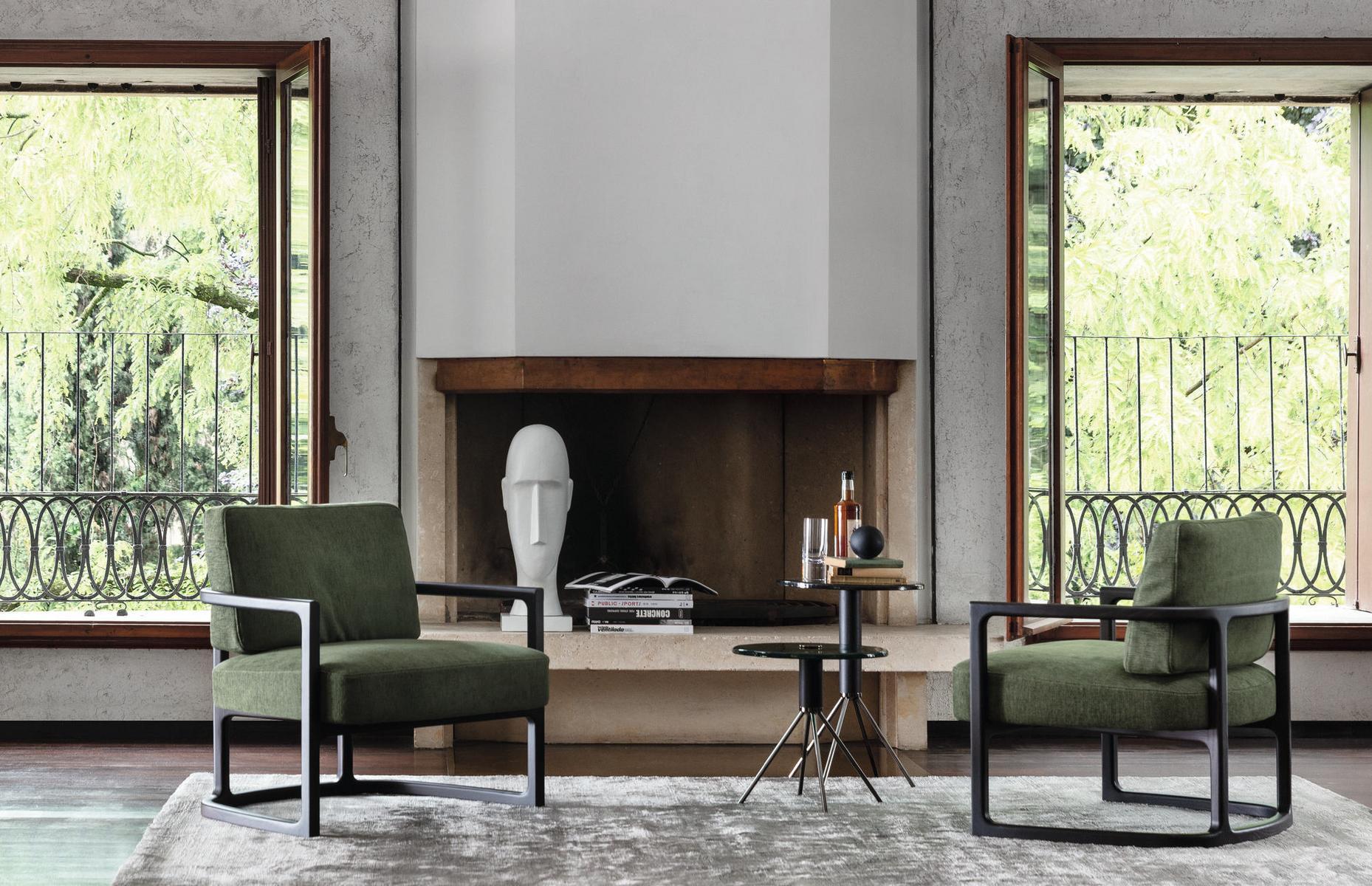 Fabric easy chair with armrests | Venus by Porada