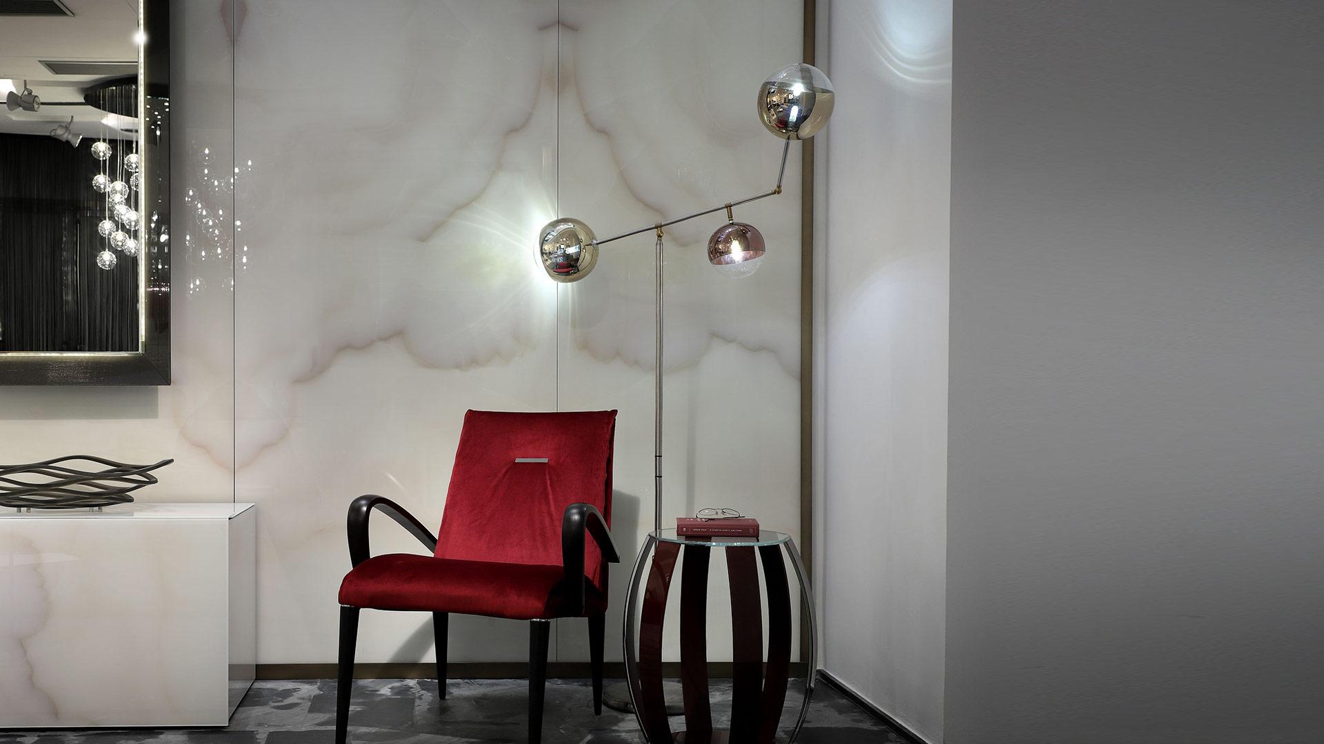 LED adjustable Borosilicate glass floor lamp | Bulles Xl by Reflex