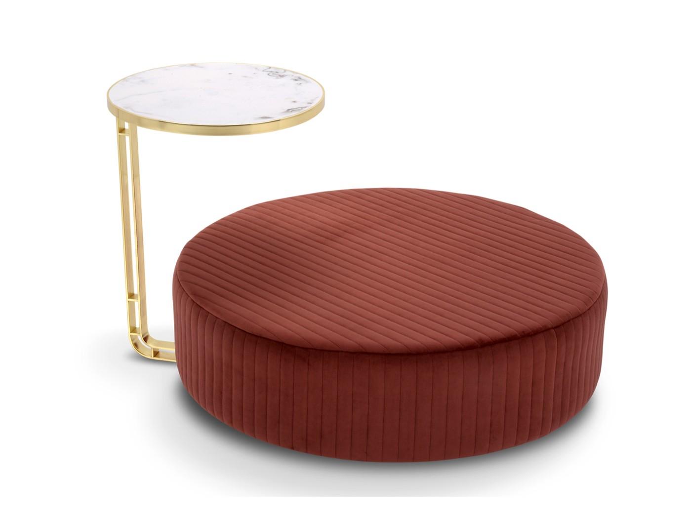 Upholstered round fabric pouf | Febe by Domingo salotti