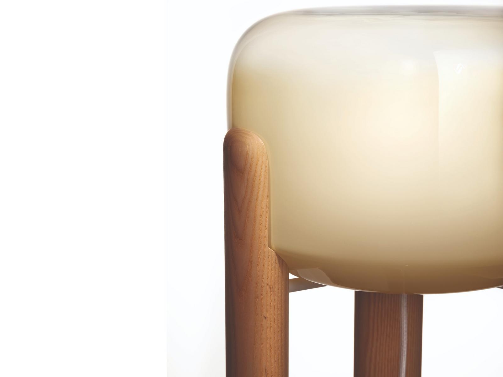 Wood and glass table lamp | Sata Lt by Vistosi