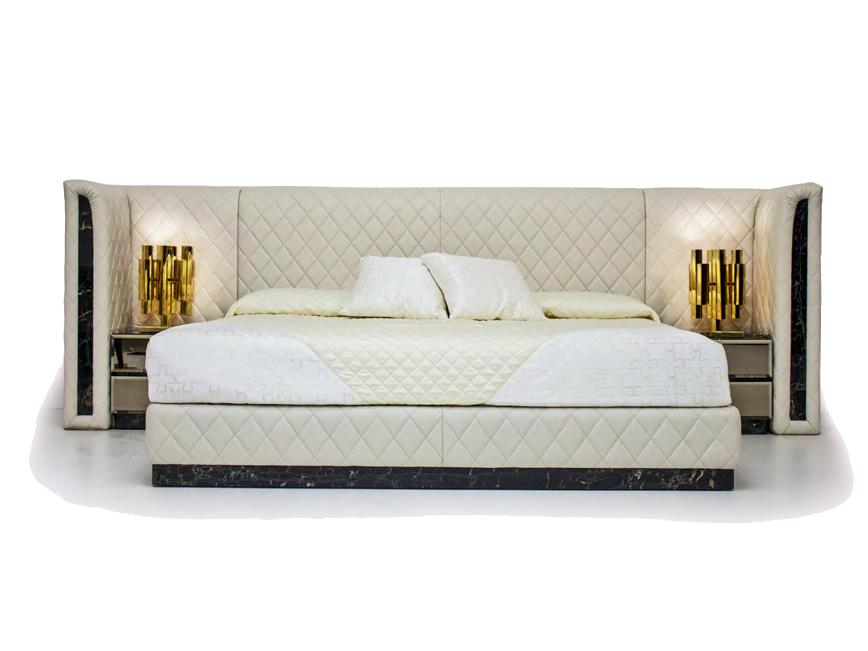 Leather double bed with upholstered headboard | Royal by Formitalia