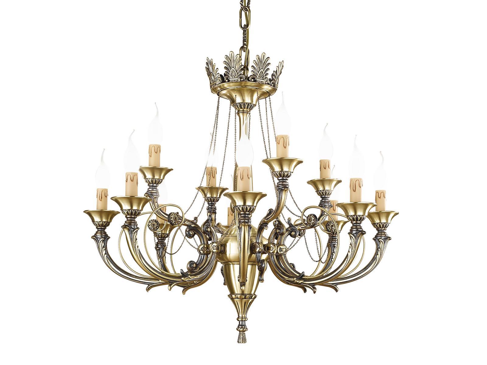 Antique Brass chandelier | Ginevra 858/8+4 by Possoni Illuminazione