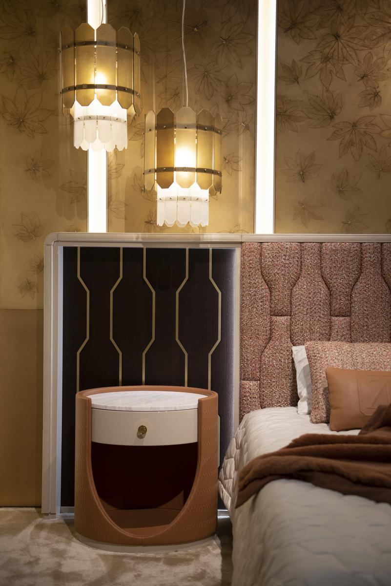 Oval bedside table with drawers | Elypse by Bruno Zampa