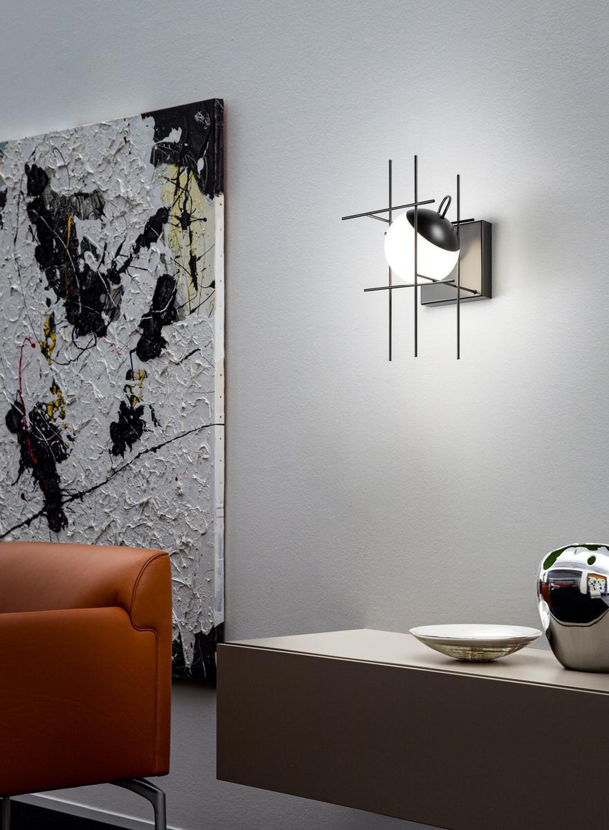 LED wall light in metal and blown glass | Plot Frame Ap by Vistosi