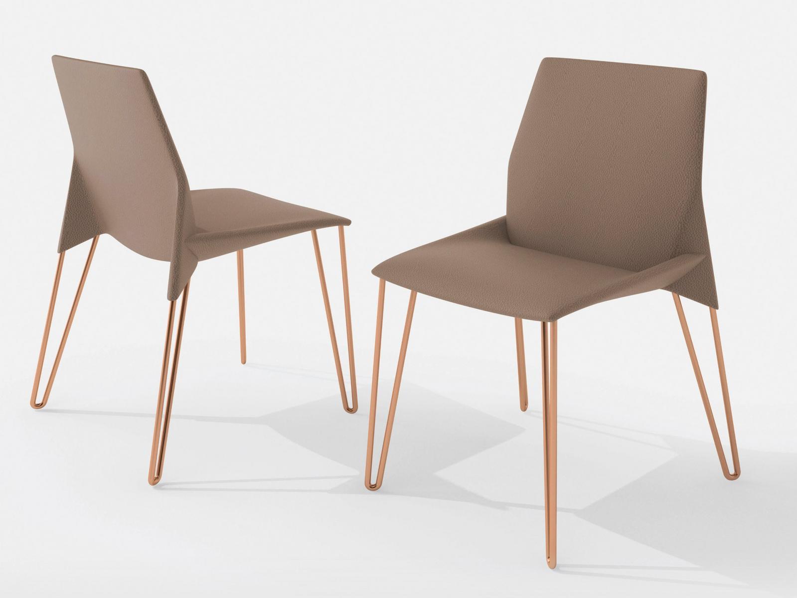 Upholstered leather chair | Heron by Bonaldo