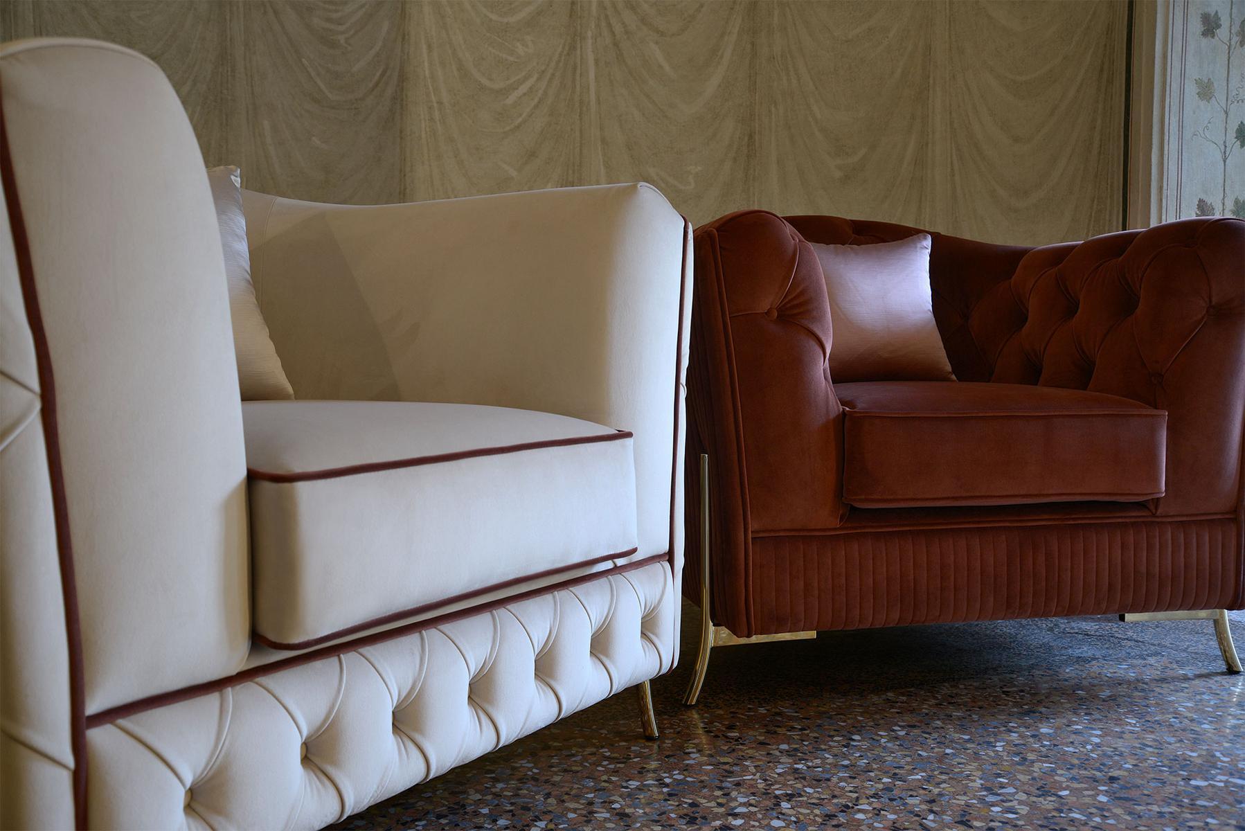 Tufted leather armchair with fire retardant padding | Nefele by Domingo salotti