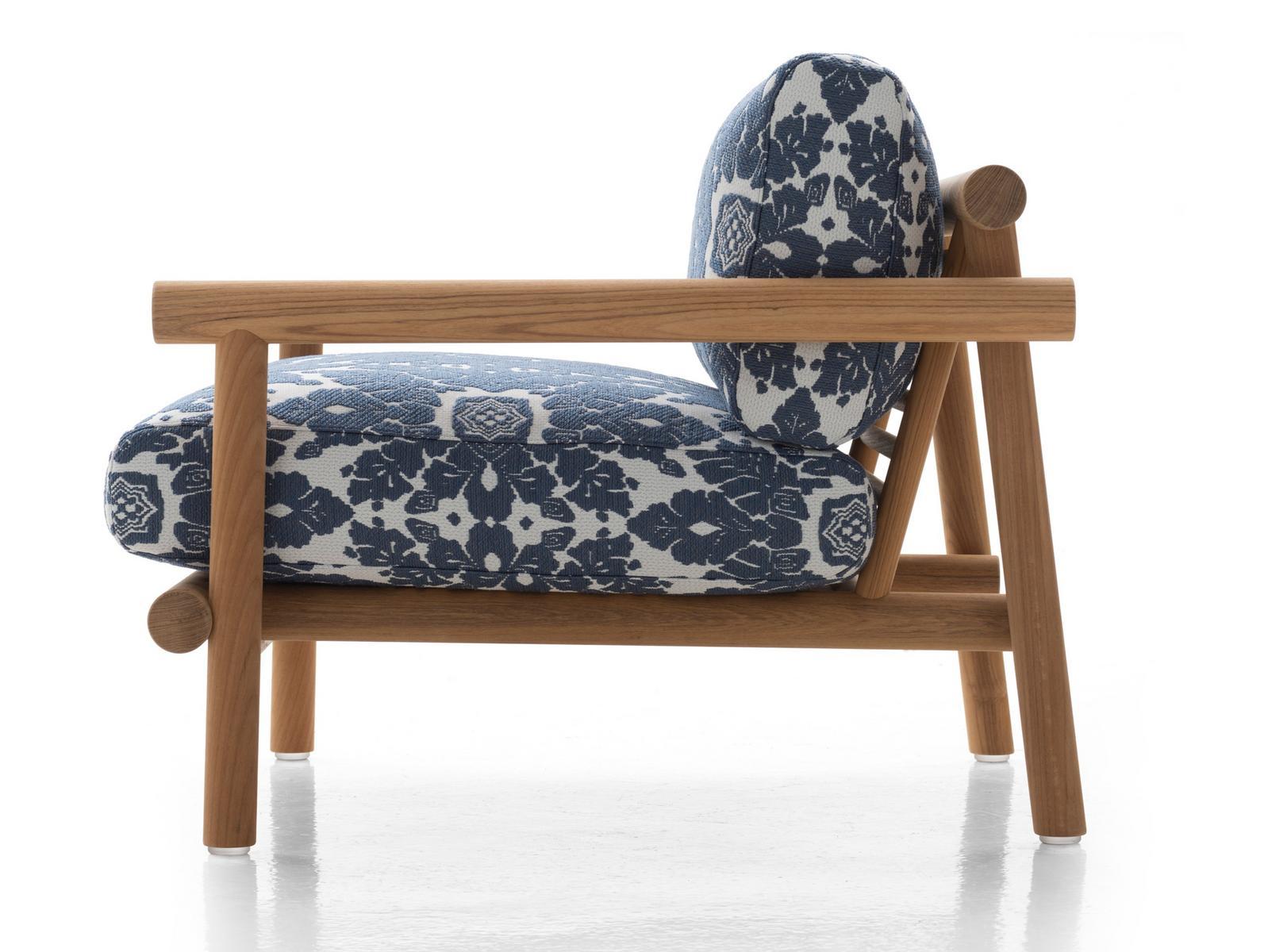 Fabric garden armchair with armrests | Ayana by B&B Italia