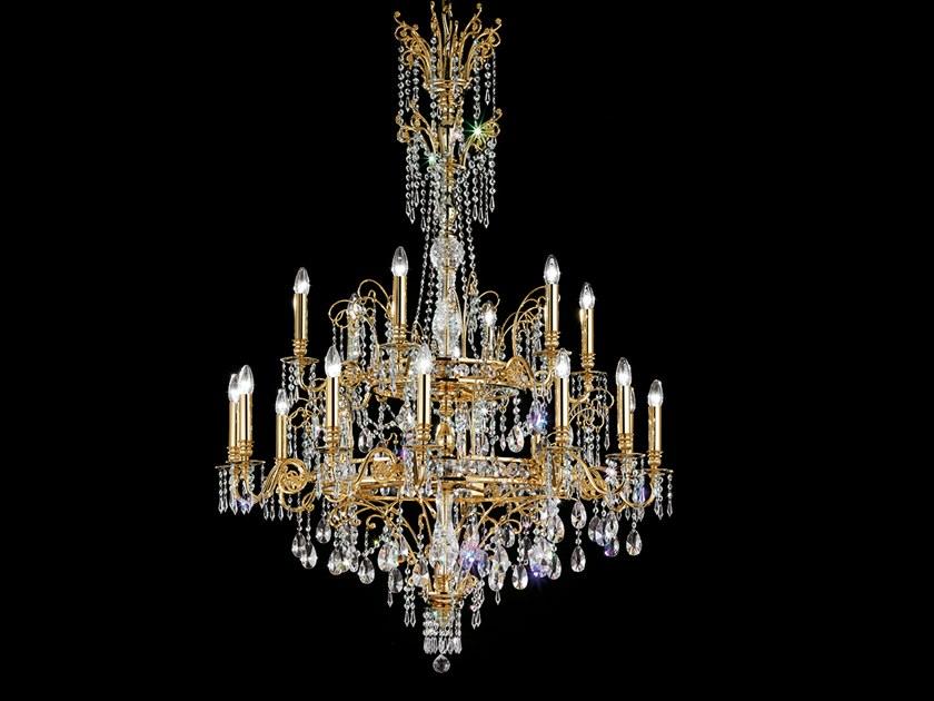 Incandescent brass chandelier with crystals | Impero & Deco Ve 802 12+6 by Masiero