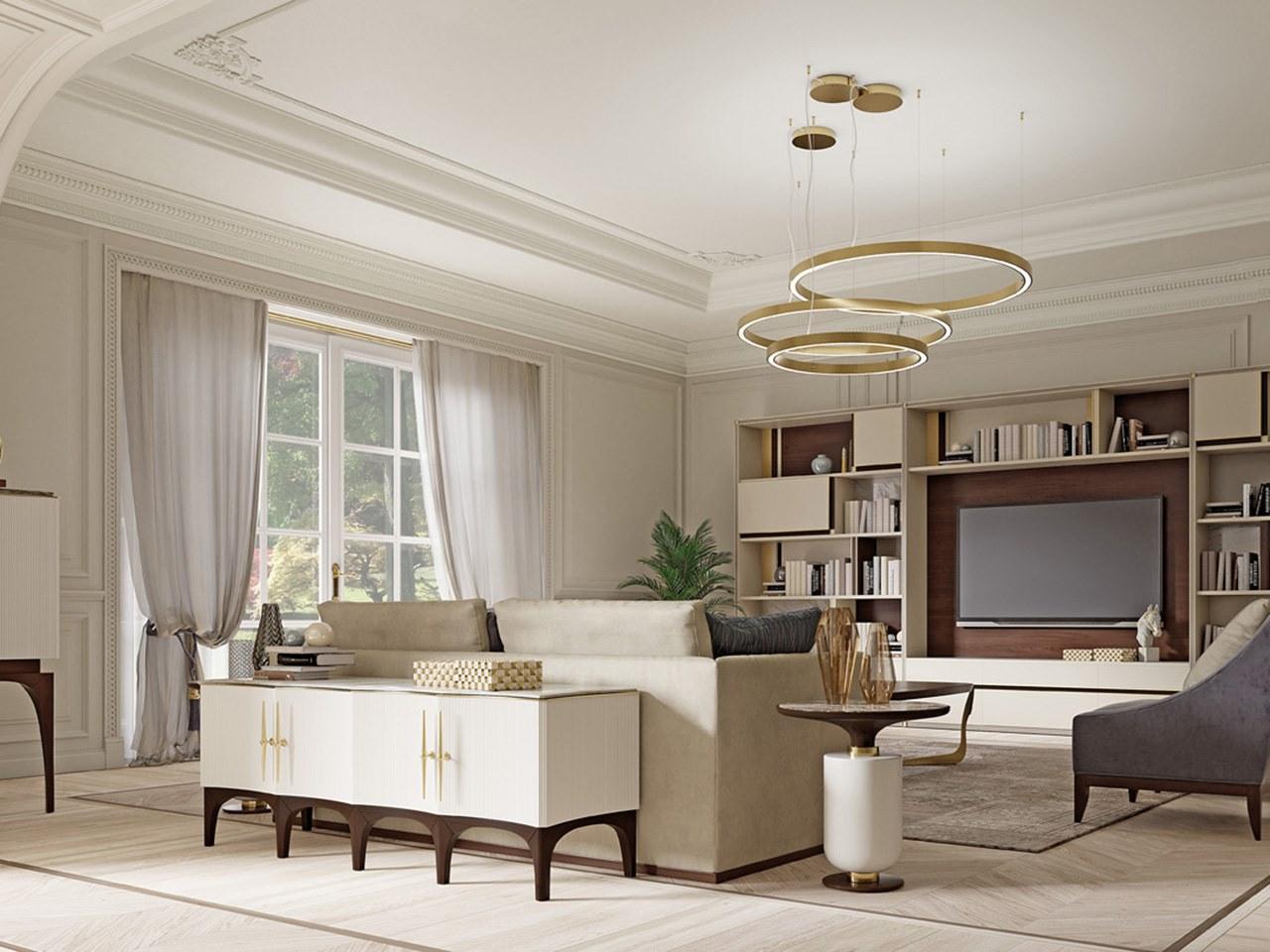 Low wooden TV cabinet with doors | Pr.214 by Stella del Mobile