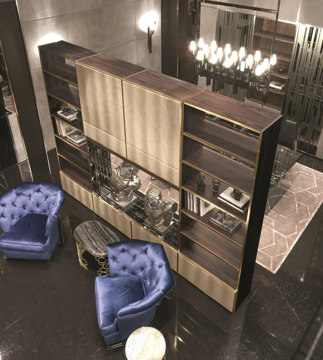 Modular leather storage wall | Ianus Middle by Longhi