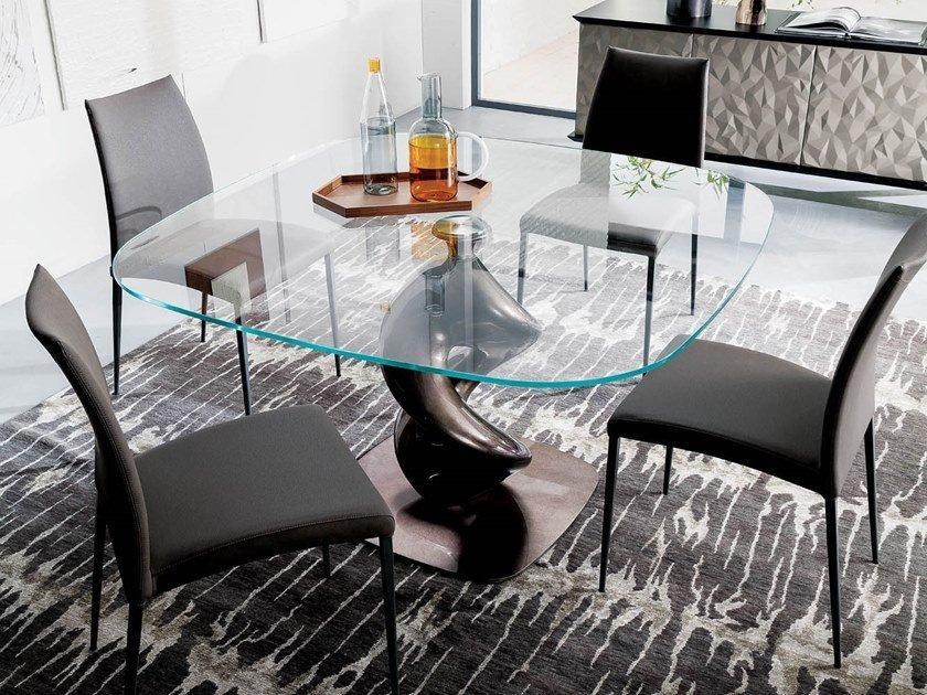 Square glass dining table | Liquid by Ozzio Italia