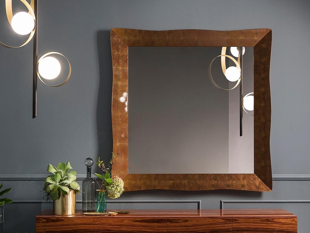 Square wall-mounted framed mirror | Nausica by Riflessi