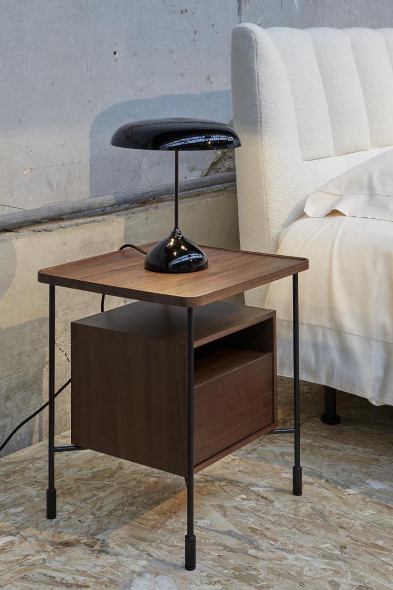 Square walnut bedside table with drawers | Passepartout by Ligne Roset