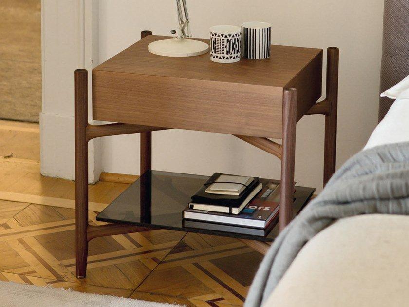 Rectangular wooden bedside table with drawers | Regent by Porada