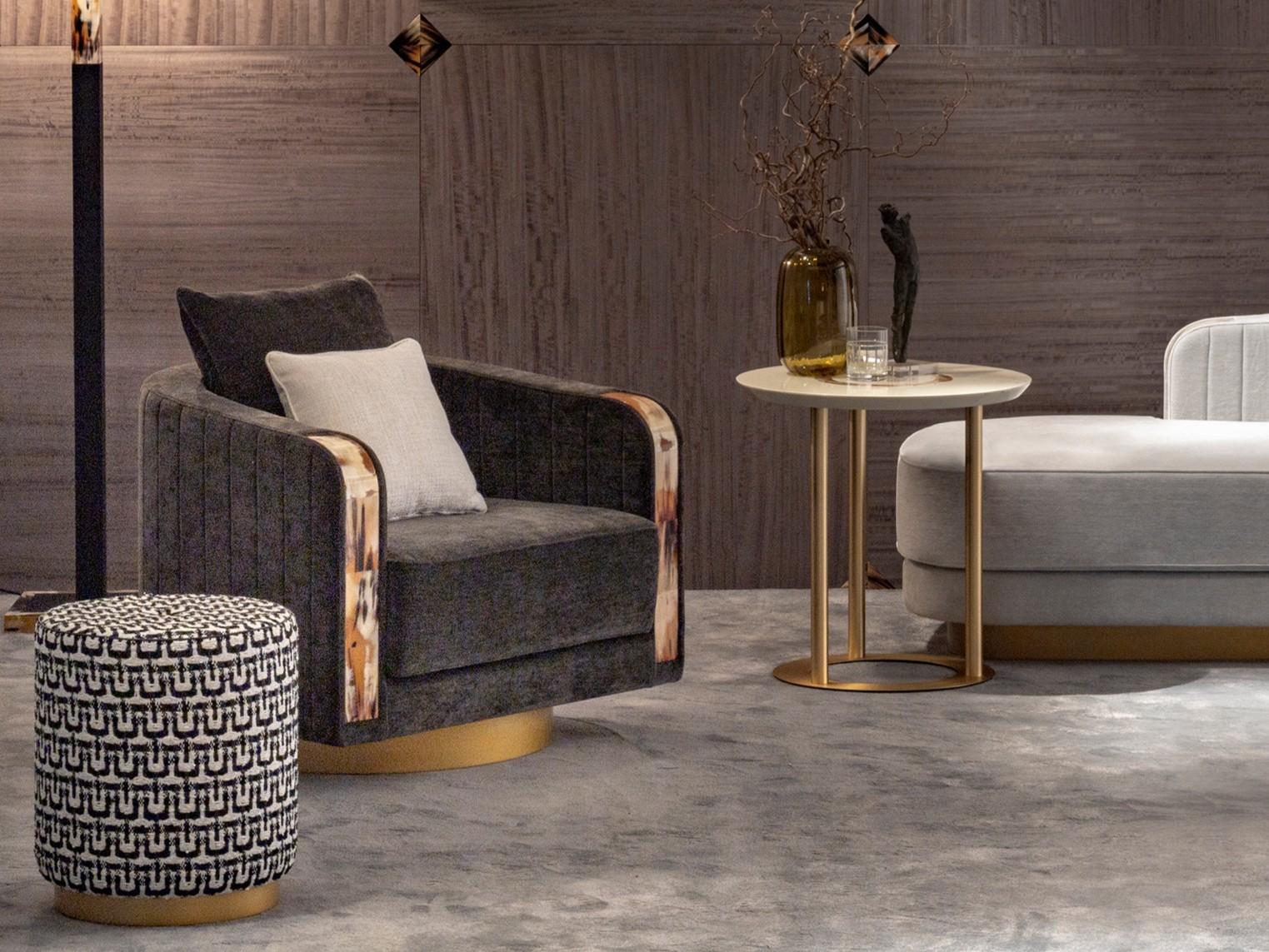 Swivel fabric armchair with armrests | Afrodite 7044b by Arcahorn