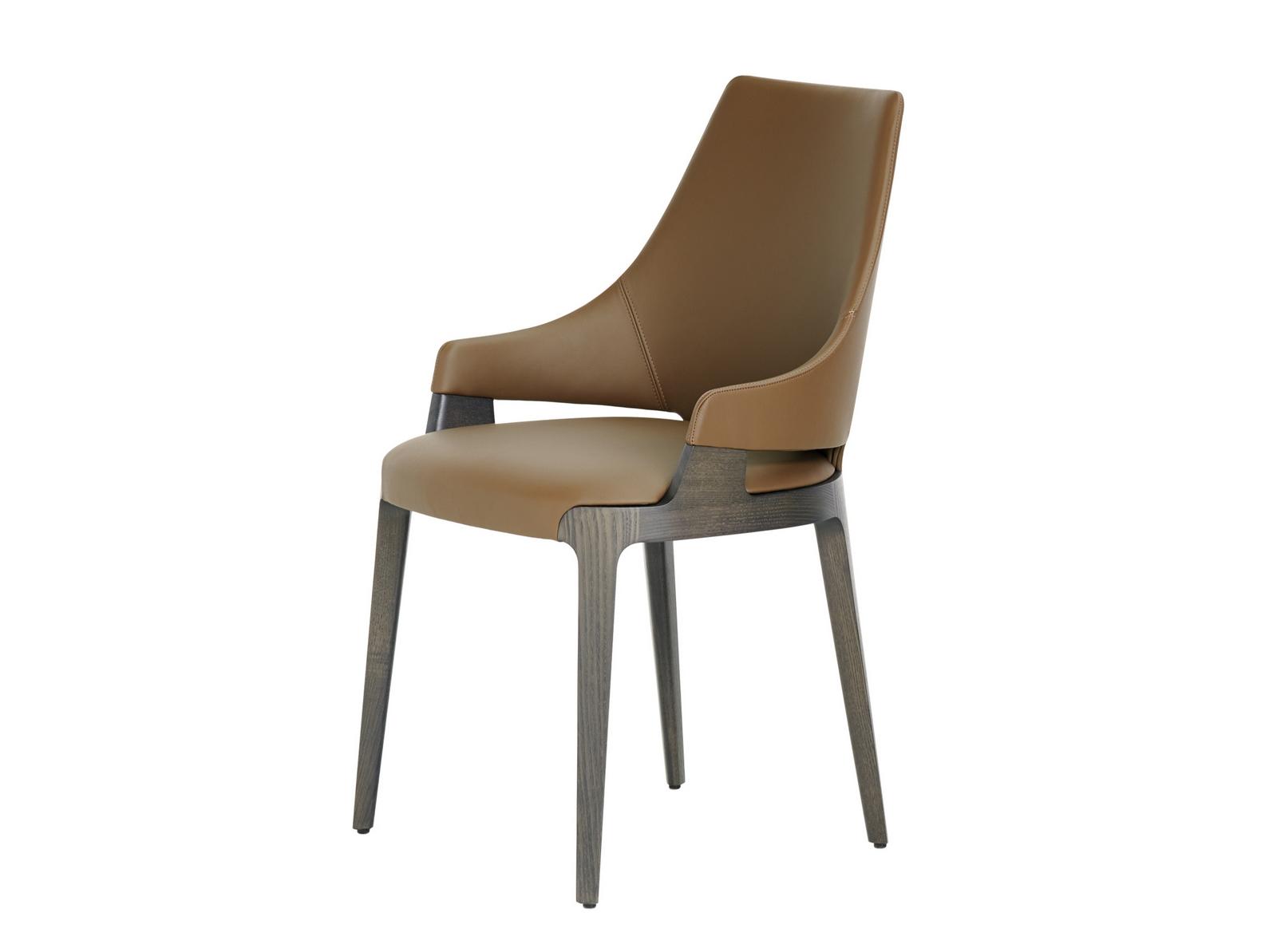 Upholstered leather chair with armrests | Velis by Potocco