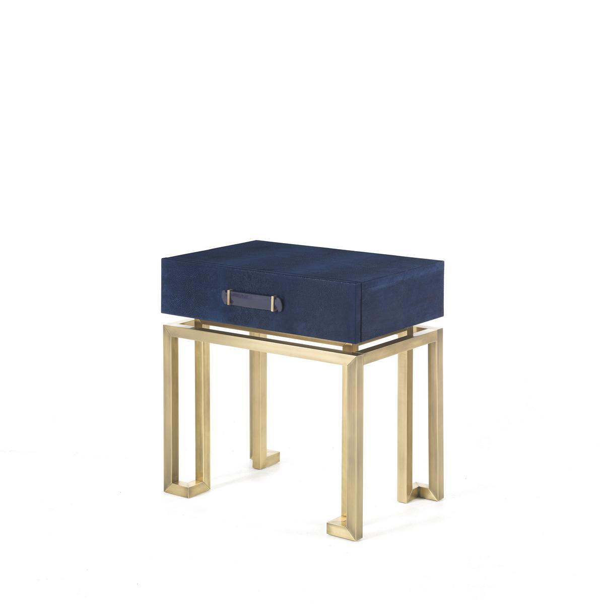 Rectangular leather bedside table with drawers | Trafalgar by Gianfranco Ferre Home