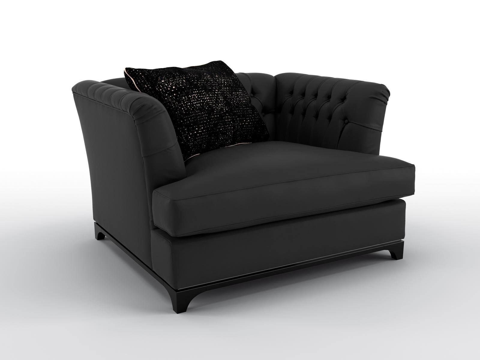 Tufted leather armchair with armrests | Davis by Bruno Zampa