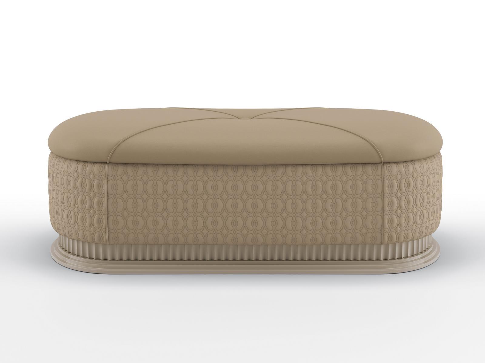 Upholstered leather bench | Moon Walt by Bruno Zampa