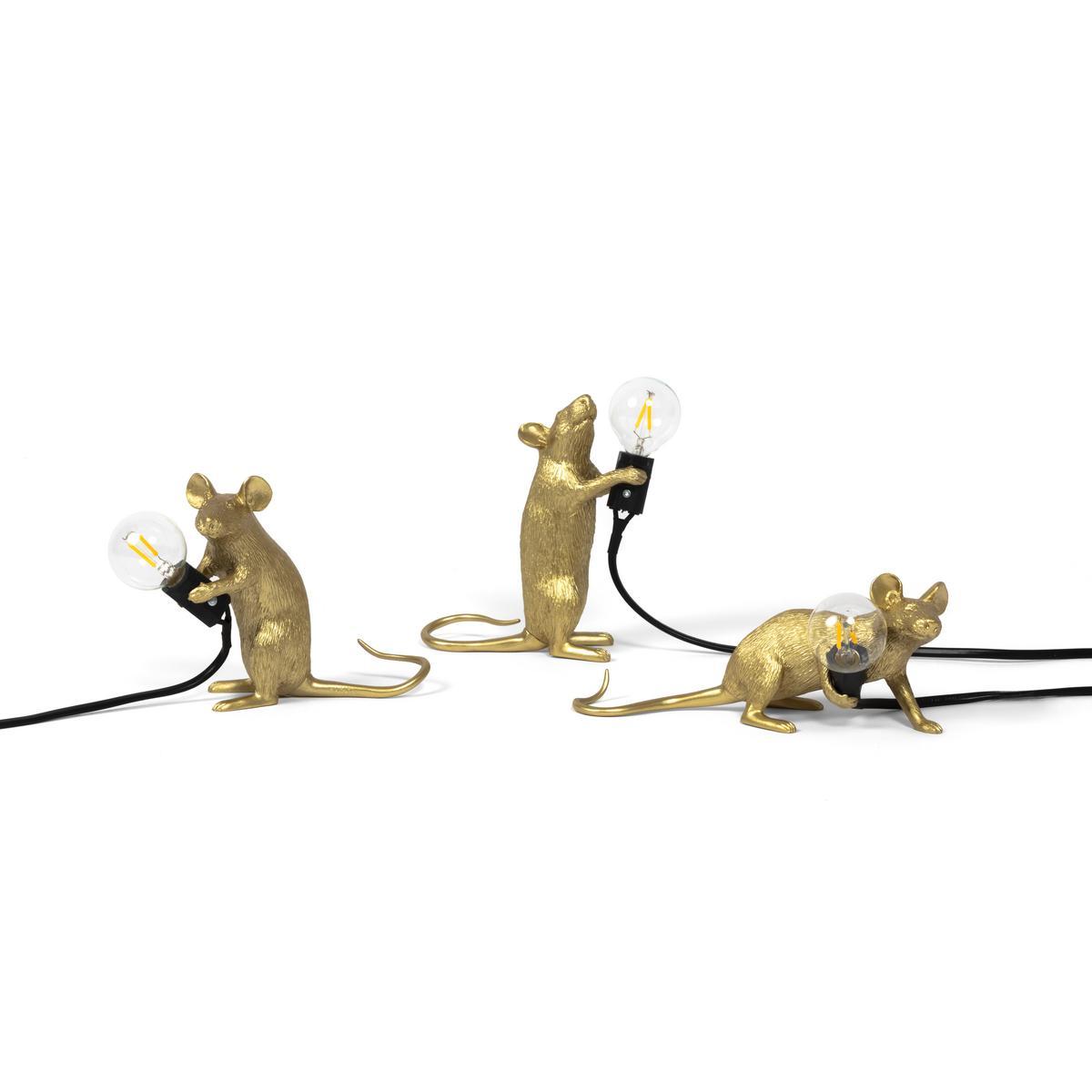 LED resin table lamp | Mouse Lamp Gold - Mac by Seletti