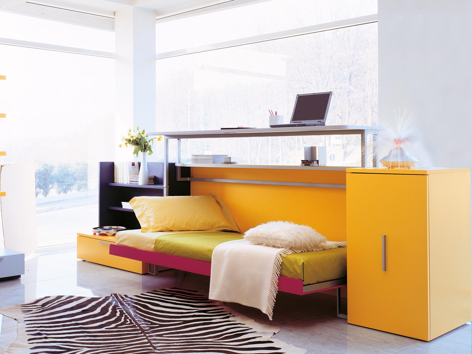 Wooden bedroom set with pull-out bed | Cabrio In by CLEI